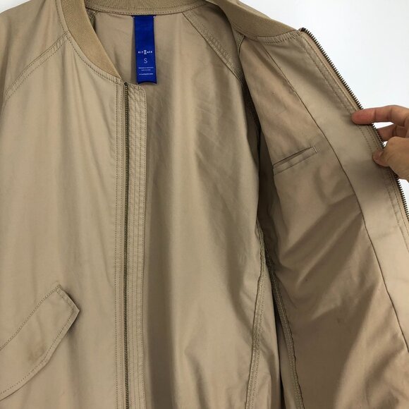 Kit & Ace men's Khaki utility style tan bomber jacket full zip pockets size S - Picture 12 of 14